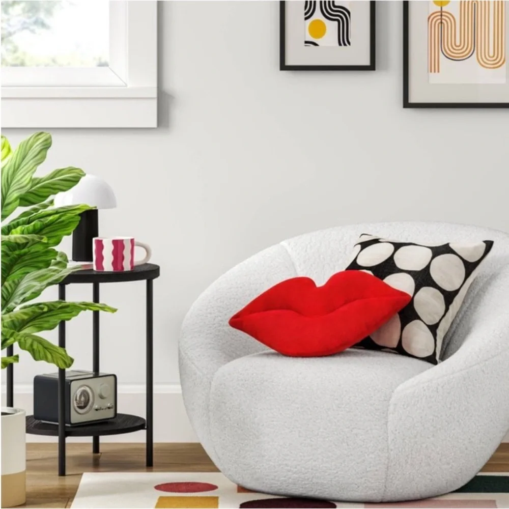 Red Lips Shaped Plush Pillow Room Essentials New 17x10 inch